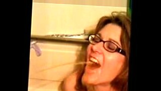 blonde sucks cocks and gets cum on her face and glasses